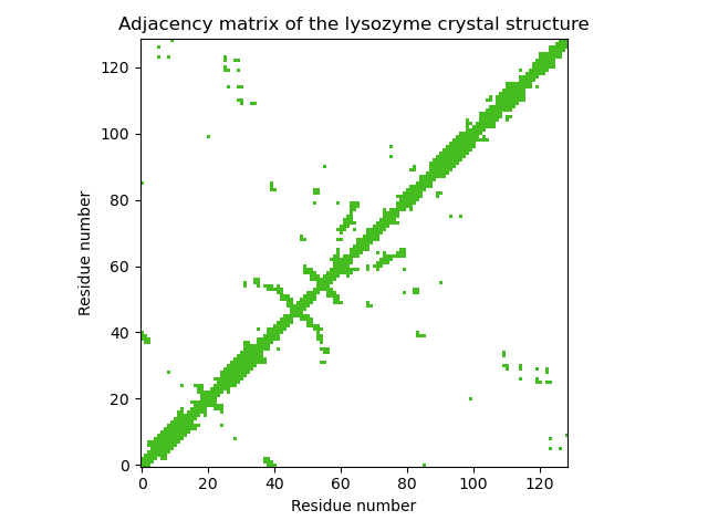Adjacency matrix of the lysozyme crystal structure